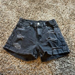 Faded black high rise shorts